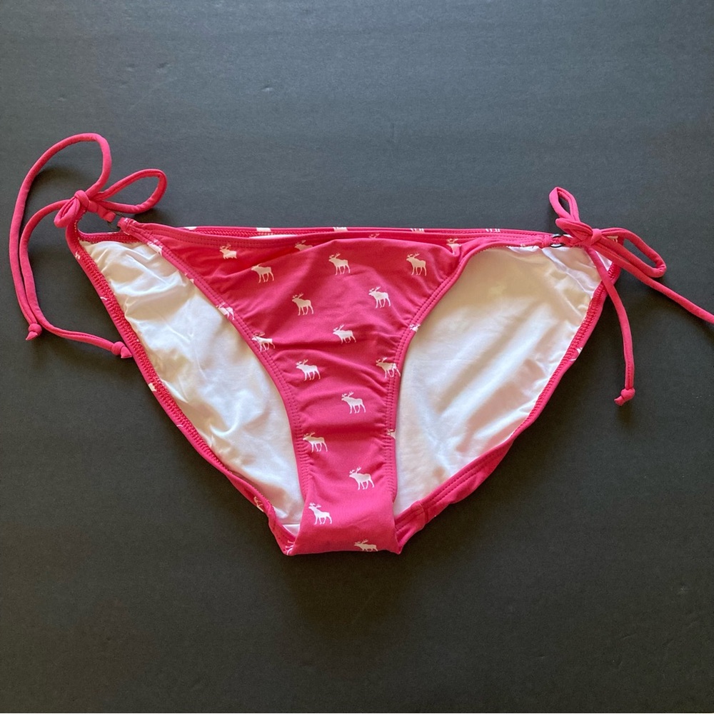 Abercrombie & Fitch Pink Bikini Bottom with Moose Print | New Without Tags